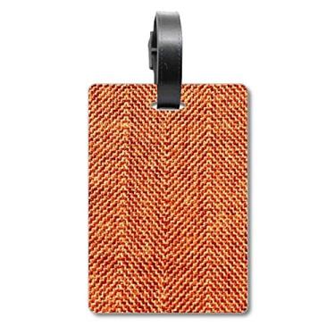 Imagem de Tecido marrom linho abstrato bolsa de mala etiqueta cartão de bagagem pendurado etiqueta