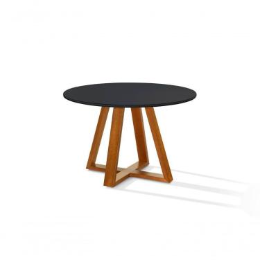 Imagem de Mesa De Jantar Bela 105cm Redonda Tampo Vidro/mdf Preto
