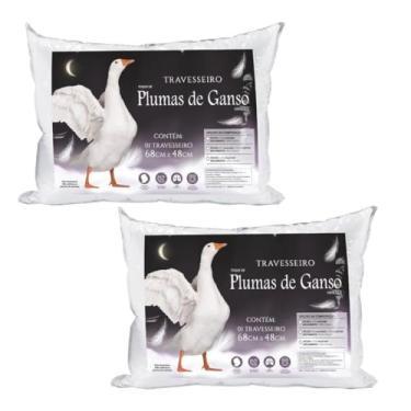 Imagem de Travesseiro Pluma De Ganso Extra Macio Premium 2 Pçs