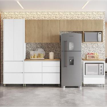 Imagem de Cozinha 6 Peças 7 Portas 7 Gavetas Nichos Forno Rainha 100% Mdf Branco/Marrom