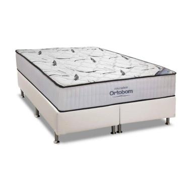 Imagem de  Cama Box King: Colchão Espuma Ortobom D45 High Foam + Base CRC Courano White(186x198)