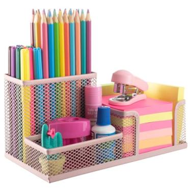 Imagem de Porta Lápis P/Escritório Mesa Estudos Home Office Colorido (Rose)