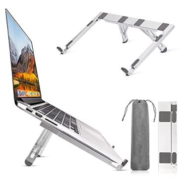 Imagem de Suporte de laptop para mesa ajustável para laptop, suporte dobrável de alumínio, compatível com MacBook Air Pro, HP, Lenovo, mais laptops de 10 a 15,6 polegadas
