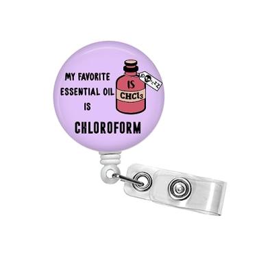 Imagem de Meu óleo essencial é o carretel de crachá de clorofórmio, suporte retrátil de crachá de 3,8 cm, clipe engraçado para crachá de enfermeira, suporte de crachá de UTI, carretel resistente #406