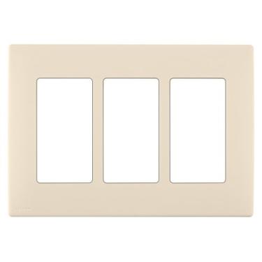 Imagem de Leviton Renu Placa de parede de encaixe sem parafuso de três grupos, REWP3-GC, Gold Coast White