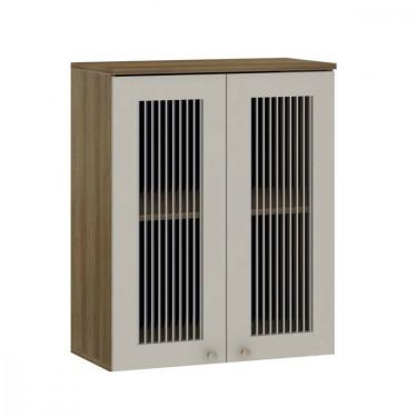 Imagem de Armário Aéreo 2 Portas Vidro Canelado 80cm Isis Luciane