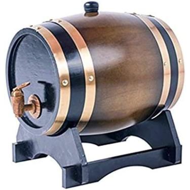 Imagem de Armário de bebidas para casa Barril de vinho de carvalho vintage 5L Armário de vinho Dispensador de água de madeira Armazenamento Vinagre de uísque Cerveja construída em forro de folha de al