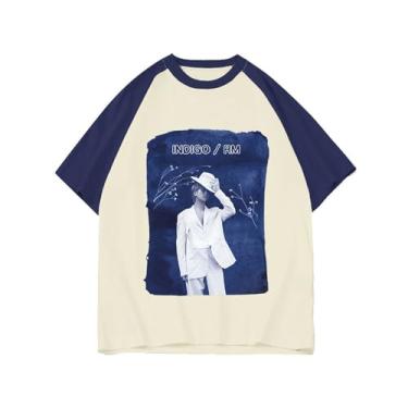 Imagem de Camiseta Rm Solo Indigo, K-pop Loose Merch Camisetas unissex com suporte impresso, camiseta de algodão, Bege, P