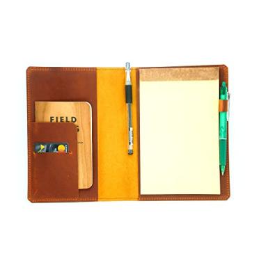 Imagem de JJNUSA Capa de couro compatível com os blocos de escrita The Legal Pad 12,7 x 20,3 cm, regra legal, cadernos envelhecidos, capa de couro genuíno A5 12,7 x 20,3 cm, marrom