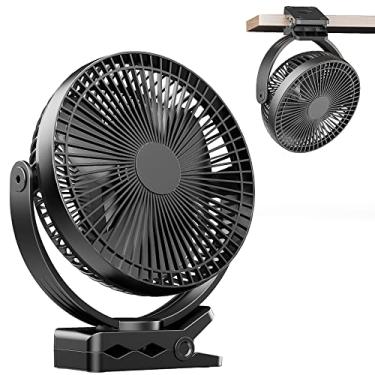 Imagem de ATEngeus Ventilador de Mesa Usb, Ventilador Portátil Recarregável, Ventilador de Clipe de 8", Ventilador de Carrinho de 10000Mah, Fluxo de Ar Forte de 4 Velocidades, Rotação de 720 °, com Braçadeira R