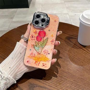 Imagem de Blu-ray flores capa de telefone para iphone 15 14 13 12 11 pro max lente filme tudo incluído capa, a3, para iphone 13pro