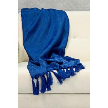 Imagem de Xale Para Sofá Jacquard Gigante 1,80x2,80  - Decorame, azul bic