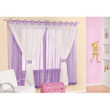 Imagem de Cortina Juvenil Varão Simples 3,00m x 2,80m Voal Lilás - Roseli Jordão