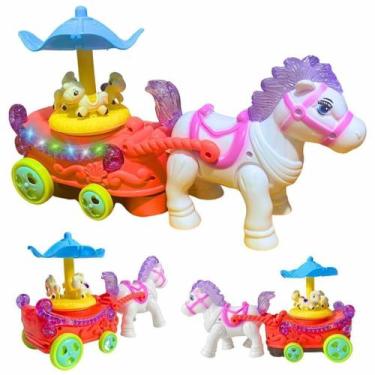 Imagem de Brinquedo Infantil Cavalo e Carrossel Musical - Importado