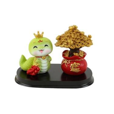 Imagem de Gralara Estátua em miniatura de e árvore da sorte, estatueta de resina fengshui, decoração chinesa da sorte para sala de estar, loja de armários, Style a