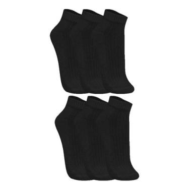 Imagem de Kit com 6 Meias Esportiva Cano Curto Trifil 8004, Preto, 39-43