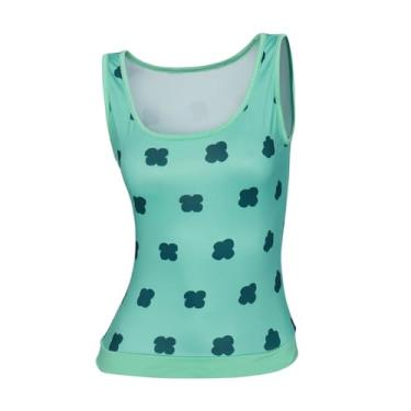 Imagem de iSHOWcos Nami Cosplay Costume Women Green T-shirt Nami Vest Sleeveless Sexy Tank Top Female Halloween Costume (Green, XXXL)
