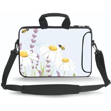 Imagem de 11 11,6 12 12,5 13 polegadas Capa para laptop/Chromebook/Ultrabook/Notebook PC Messenger Bag Tablet Travel Case Neoprene Alça Manga com Alça de Ombro (Honeybee)
