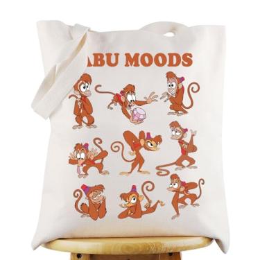 Imagem de WZMPA Aladdin Abu Monkey Tote Bag Abu Fans Gift Abu Moods Bolsa de mercearia reutilizável Abu Merchandise, Abu Moods-t, Large