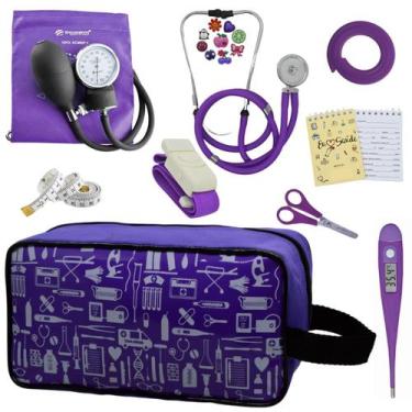 Imagem de Kit Academico Enfermagem Esfigmomanometro Aparelho de Pressao Estetosc