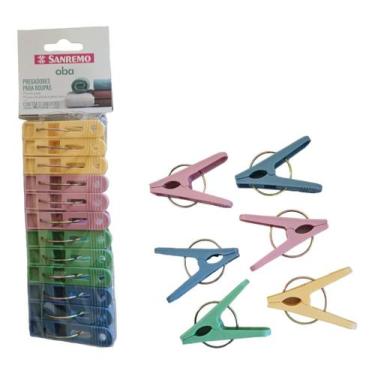 Imagem de Pregador De Roupas Varal Plastico Sanremo Oba 12 Peças