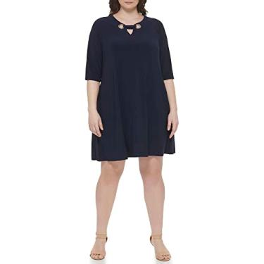 Imagem de Jessica Howard Estilo feminino trapézio manga 3/4 malha, Azul marino, 50