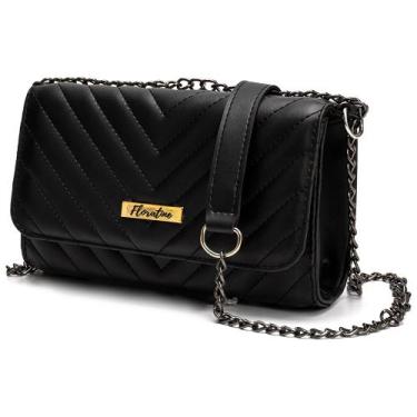 Imagem de Bolsa Feminina Metalasse Tiracolo Floratine, Preto, Medio