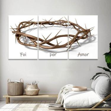 Imagem de Quadro Decorativo Sala 120x60 Cm Foi Por Amor Coroa Espinho  - IQuadro