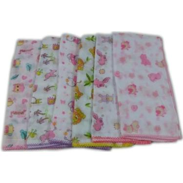 Imagem de Fralda Estampada Luxo 70x70 Com Crochê Kit Com 5 Pçs - Dugu, Feminina