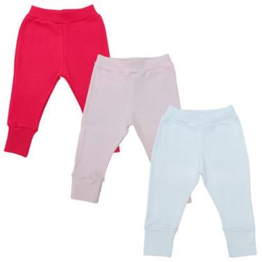 Imagem de Calças Mijão Bebê Algodão Kit C/3 - Mellane Baby, Vermelho, Rosa, Bran
