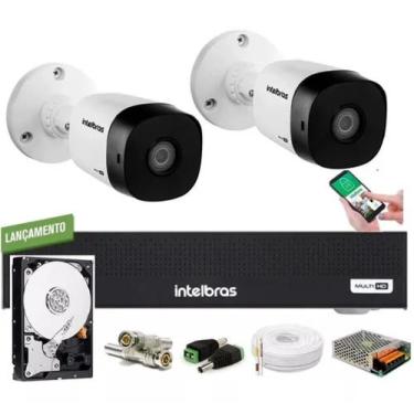 Imagem de Kit 2 Cameras Intelbras 1120b Dvr 4 Canais Intelbras C/hd