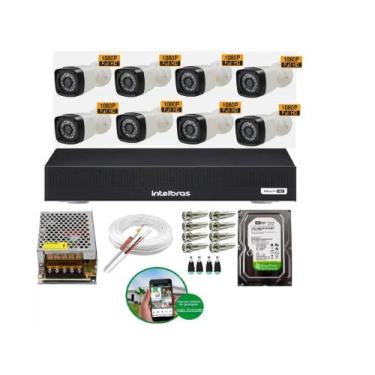 Imagem de Kit Dvr 8 Canais Multi Hd Intelbras + 8 Câmeras 2 Mega Full Hd 1080p C