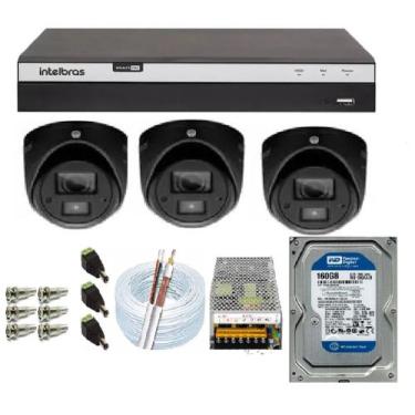 Imagem de Kit Intelbras Full Hd Dvr 04ch + 03 Câmeras C/ Áudio + HD + Acessórios