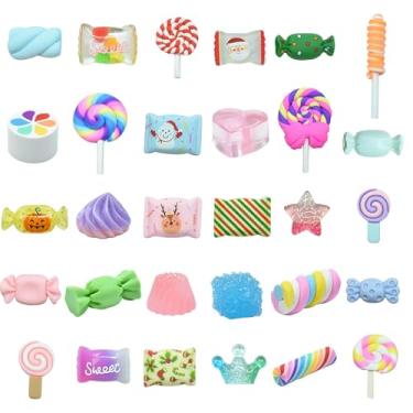 Imagem de Pingentes de slime, pingentes de sapato, pingentes de unha, enfeites de resina plana sortidos Kawaii 3D, um exclusivo 30 peças de contas de geleca de resina plana para álbuns, clipe de cabelo,