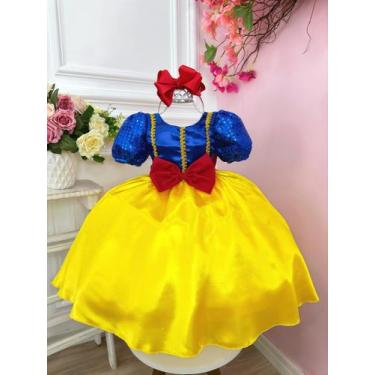 Imagem de Vestido Infantil Branca de Neve C/ Aplique de Laço Festas - ninalice, 