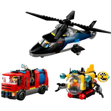 Imagem de LEGO® City - Helicóptero, caminhão de bombeiros e submarino
