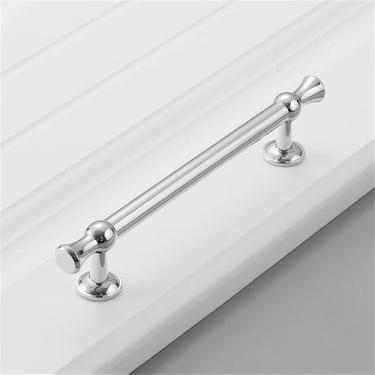 Imagem de Puxador de porta de guarda-roupa moderno simples de luxo de cobre puro, todo em cobre dourado, puxador de gaveta de furo único, prata brilhante, 128, CHINA