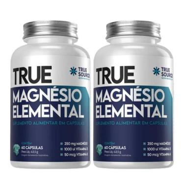 Imagem de 2x Magnésio Elemental Vitamina K + Vitamina D True Source 60 Capsulas,