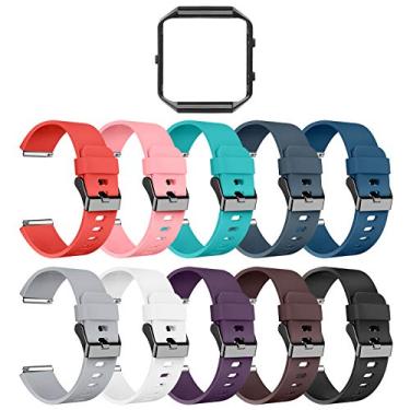 Imagem de LEEFOX Pulseiras Fitbit Blaze com moldura, pulseira de substituição de silicone esportivo para relógio Fitbit Blaze Smart Fitness Fit Bit Blaze, pulseiras pequenas, clássicas, pacote com 10 com