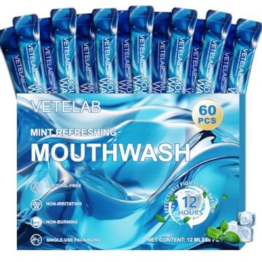 Imagem de Enxaguante bucal portátil para viagem – Enxaguante bucal mini menta aprovado pela TSA para adultos, sem álcool e fluoreto, cuidados bucais para viagens aéreas, encontros e escritório, 60 pacotes