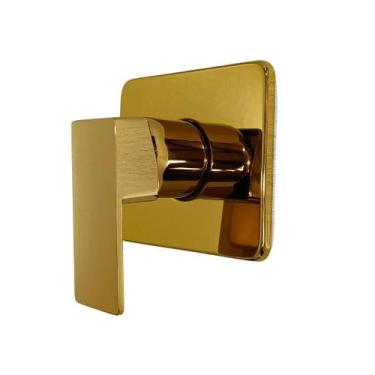 Imagem de Acabamento Registro Mono Comando Quadrado Base Deca Dourado - Montelar