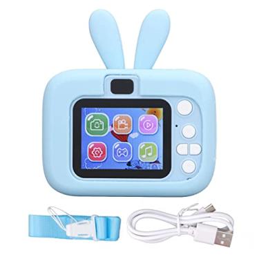 Imagem de Câmera infantil GRCFUMO, brinquedo de câmera digital portátil de viagem para crianças de 20 MP, câmera selfie para crianças pequenas, meninos e meninas, para presente de (Blue)
