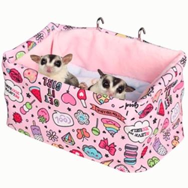 Imagem de Cama de rato Sugar Glider para gaiola, brinquedos de rato à prova de mastigação, cama quente, cesta de aço inoxidável para animais pequenos, acessórios para gaiola de furões e habitats, ninho