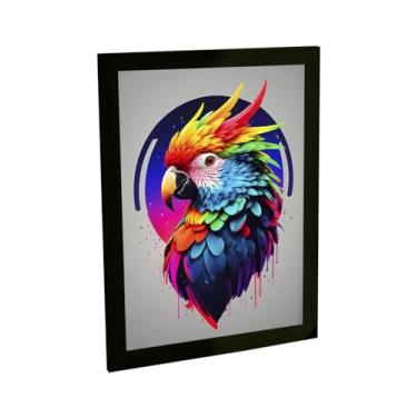 Imagem de Quadro Decorativo Ilustração Arara Arco Íris Decoração Poster Quarto Sala