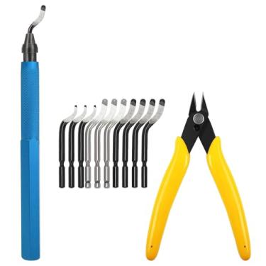 Imagem de VASTOOLS Ferramentas de rebarbação para impressora 3D, 12 peças, 10 lâminas multiuso removendo rebarbas, cortador de fio micro para impressora 3D, resina, modelos de plástico