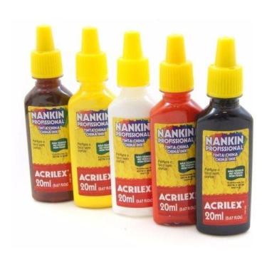 Imagem de Tinta Nankin Profissional 20ml Acrilex C/9 Cores