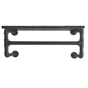 Imagem de CUTPOIY Rack de exibição de roupas de tubo industrial vintage montado na parede, loja de roupas de ferro de varejo, cabide de roupas de ferro, cabide de roupas comerciais, para vestiário, lavanderia