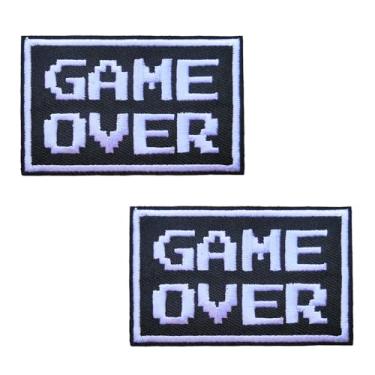 Imagem de 2 pacotes Game Over Iron On Patch Pin DIY engraçado emblema bordado apliques acessórios para roupas jaquetas