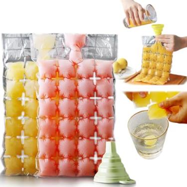 Imagem de Sacos descartáveis para cubos de gelo, máquina de congelar, empilhável, fácil de liberar, para gelo, bolsa térmica para coquetel, comida, vinho, com 1 funil (100P-2400 peças)