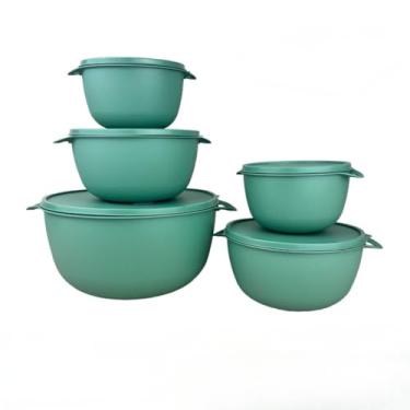 Imagem de Kit 5 Potes Plastico Redondos Bowl Livre Bpa(Verde Menta)
